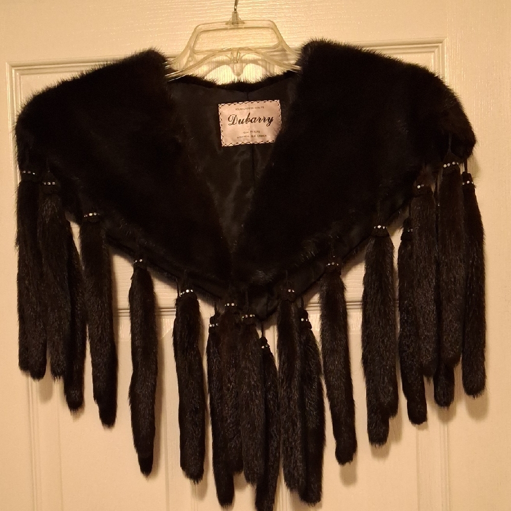 Luxurious Brown Mink Fur Shawl with Tassels/matching Hat